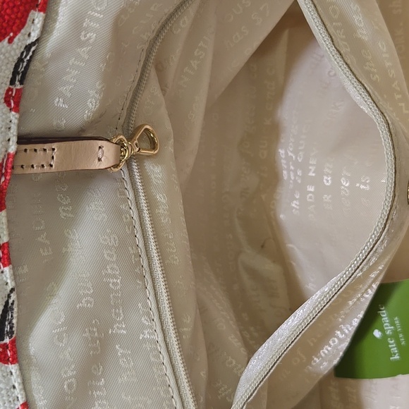 Kate Spade Red and Cream Toucan Print Tote Bag - Picture 4 of 15